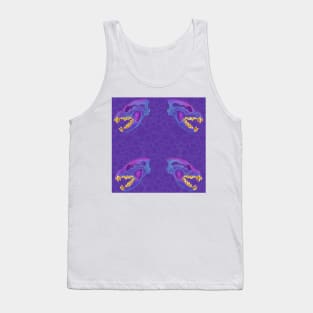 Diaphonized Hyena Skull Gold Teeth Purple Tank Top